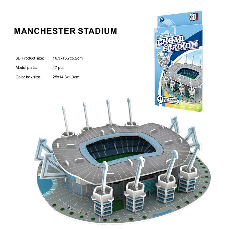 Palm Size DIY 3D Football Field Puzzle Mini Soccer Stadium Building Model Assembly Handmade Toys Desktop Decorations