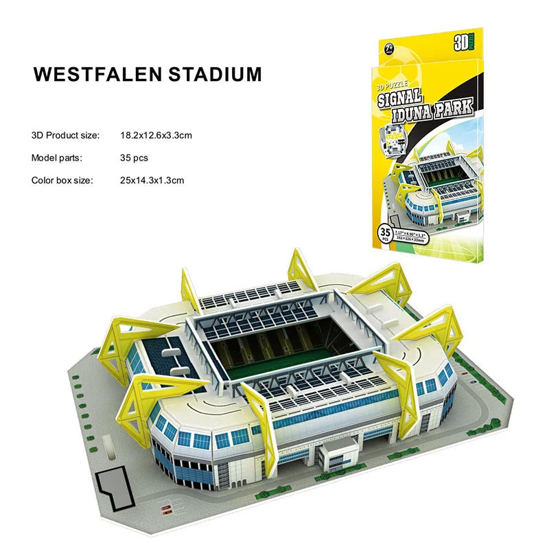 Palm Size DIY 3D Football Field Puzzle Mini Soccer Stadium Building Model Assembly Handmade Toys Desktop Decorations