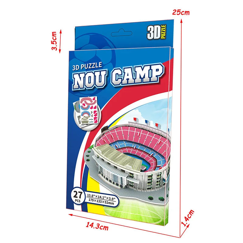 Palm Size DIY 3D Football Field Puzzle Mini Soccer Stadium Building Model Assembly Handmade Toys Desktop Decorations