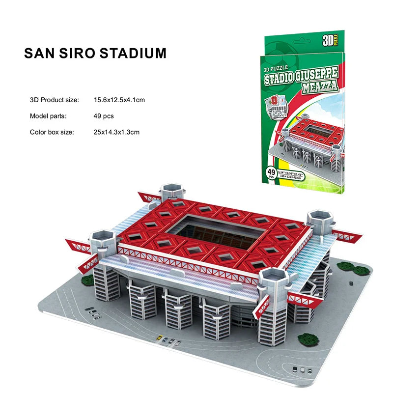 Palm Size DIY 3D Football Field Puzzle Mini Soccer Stadium Building Model Assembly Handmade Toys Desktop Decorations